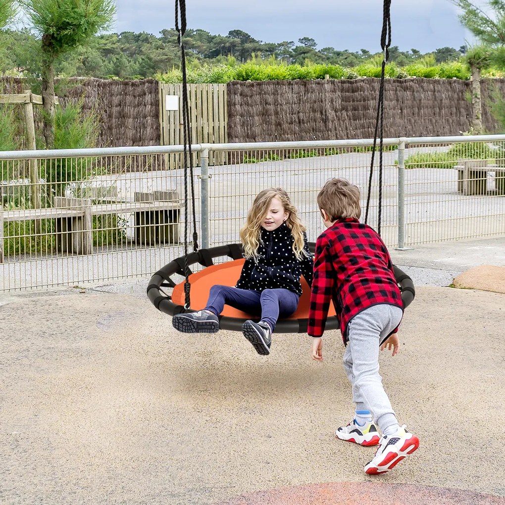 Costway Altalena 100 cm con altezza regolabile per bambini e adulti, Altalena rotonda per interno ed esterno, Arancione