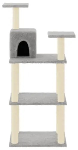 Albero per Gatti con Tiragraffi in Sisal Grigio Chiaro 118,5 cm