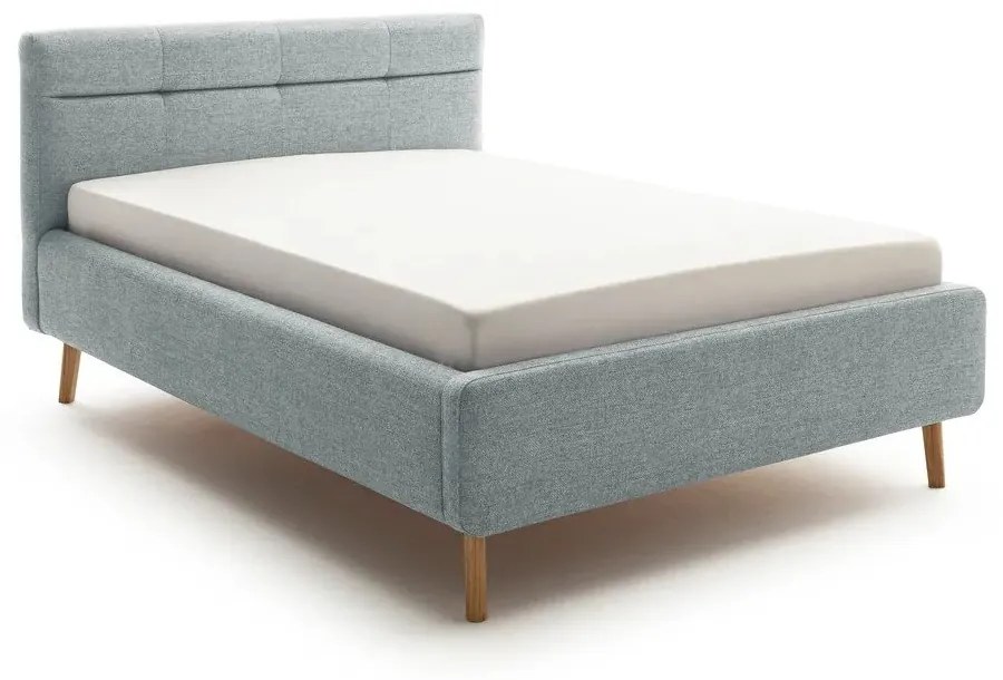 Letto matrimoniale imbottito blu polveroso con contenitore con rete inclusa 140x200 cm Lotte – Meise Möbel