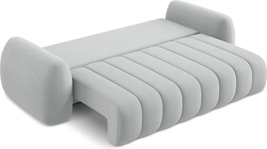 Divano grigio chiaro allungabile/con contenitore con rivestimento in bouclé 266 cm Pele – Makamii