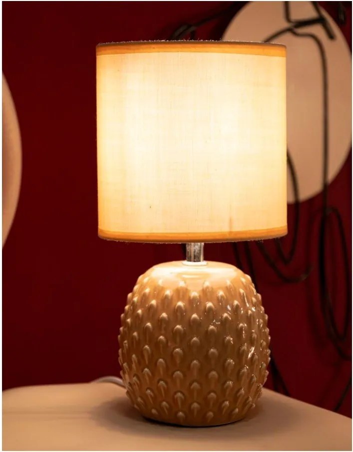 Lampada da tavolo color pesca in ceramica con paralume in tessuto (altezza totale 27 cm) Pontus – Mauro Ferretti