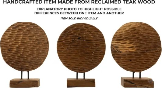 Scultura Coin In Teak Riciclato Cm 30X15,5X40 (Pezzi Unici - Non Rip. In Serie)