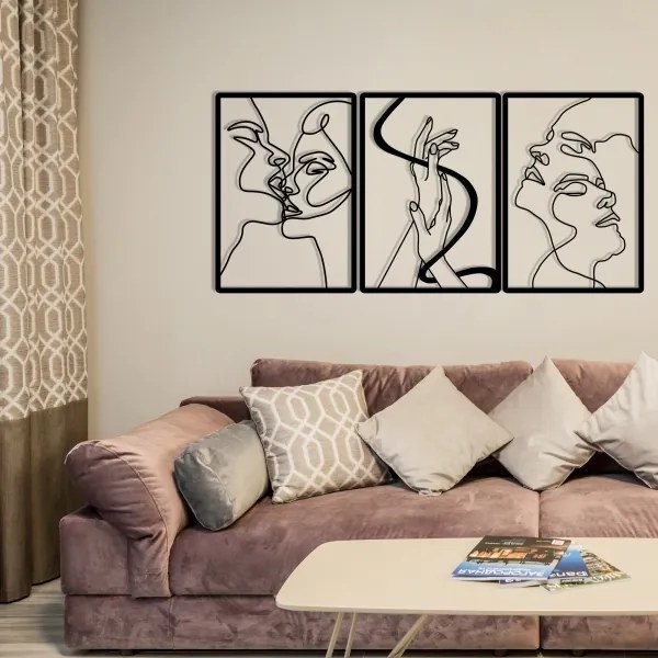 SET 3x Decorazione da muro 109x50 cm amore metallo