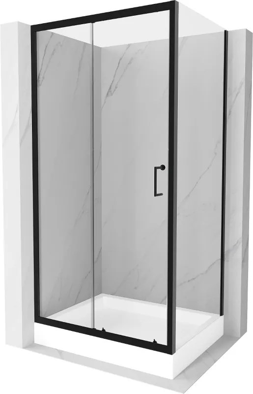 Mexen Apia cabina doccia scorrevole 120 x 90 cm, trasparente, nera + piatto doccia Rio - 840-120-090-70-00-4510