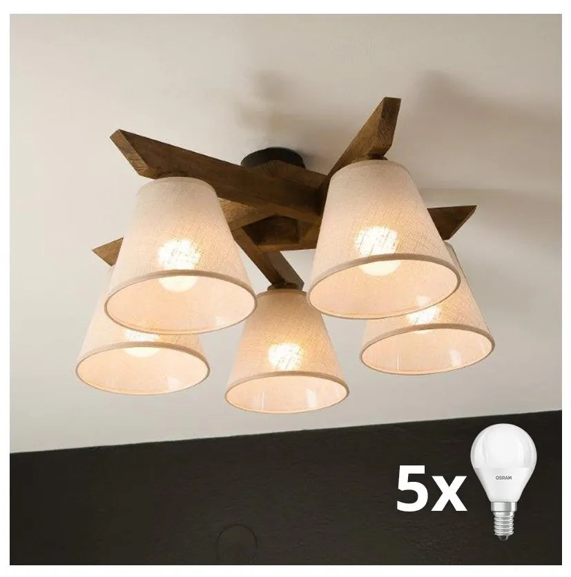 Brilagi - Lampadario LED ANTHONY 5xE14/40W/230V rovere/noce/beige