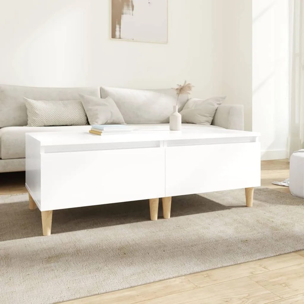 Tavolini 2pz Bianco Lucido 50x46x35 Cm İn Legno Multistrato /