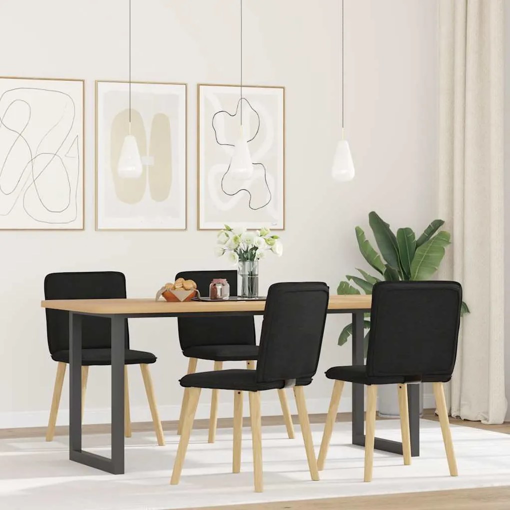Sedie Da Pranzo 4 Pz Nere İn Tessuto /