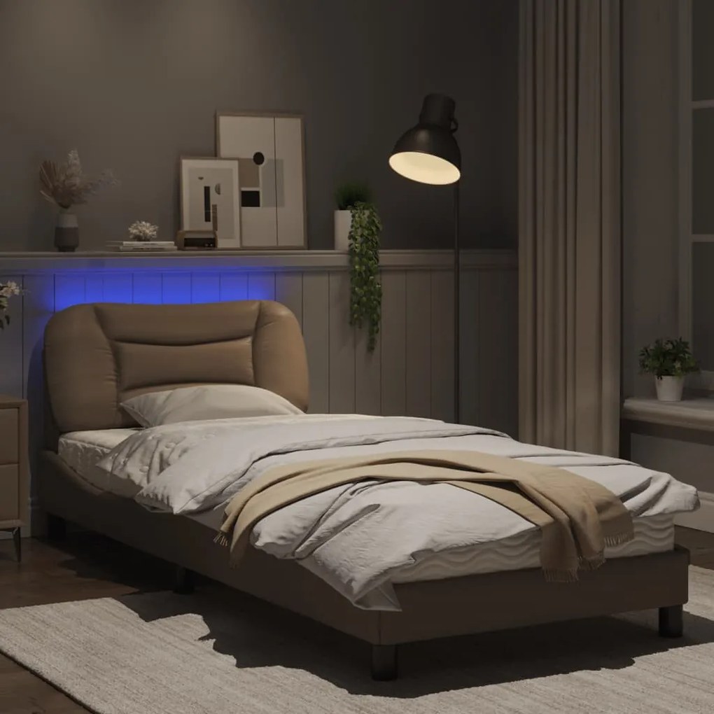 Giroletto con luci led cappuccino 90x190 cm in similpelle