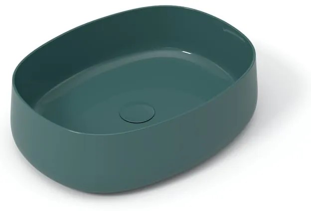 Lavabo da appoggio Wave OLYMPIA CERAMICA ovale in ceramica L 50 x H 14 x P 40 cm verde piletta non inclusa