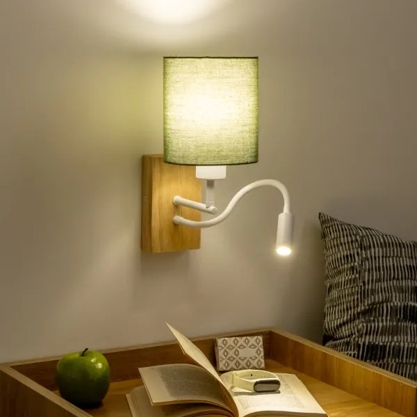 Brilagi - Applique a LED NUBILA WOOD 1xE27/25W/230V + LED/3W quercia/verde
