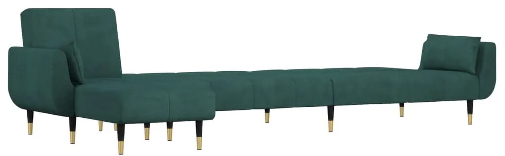 Divano letto a l verde scuro 275x140x70 cm in velluto