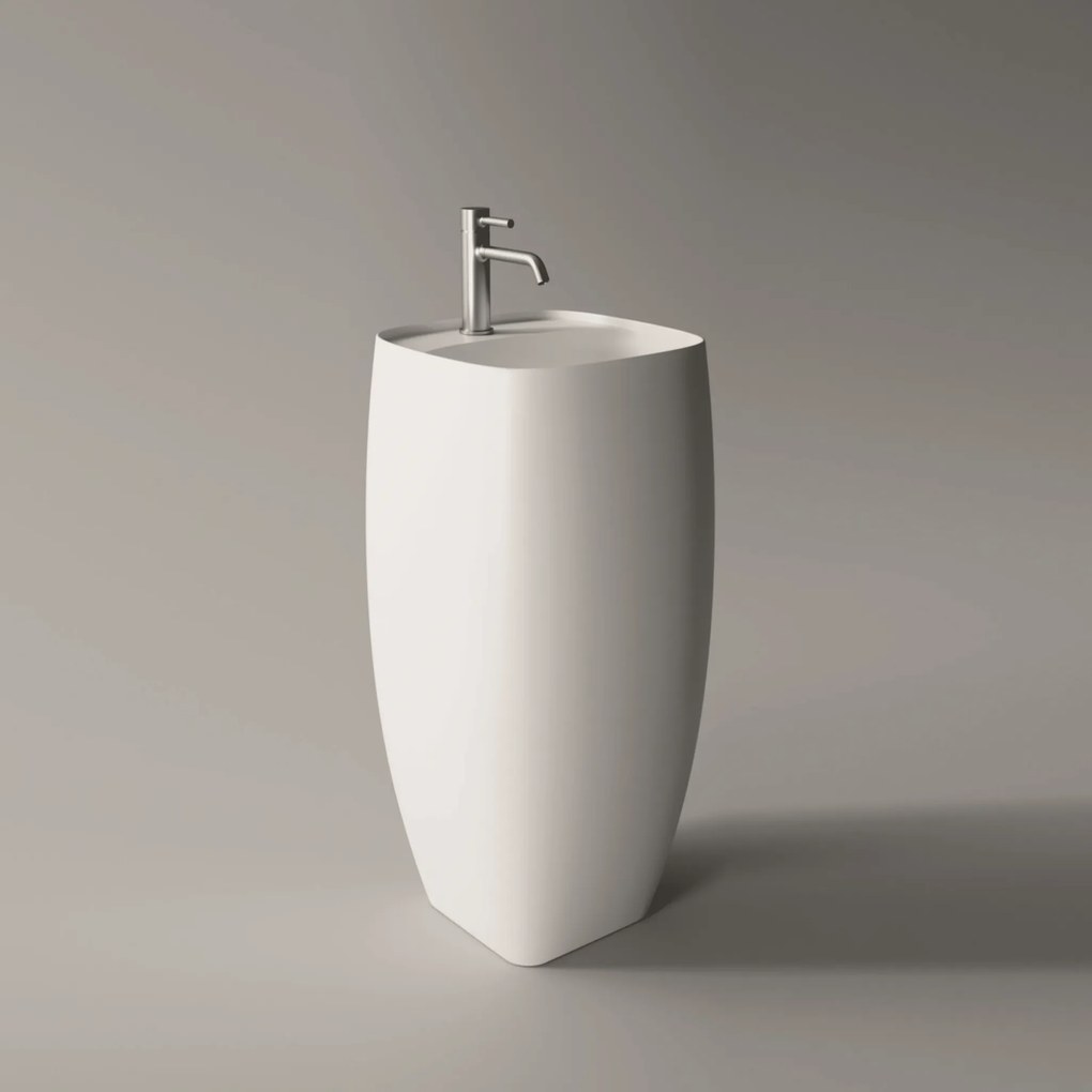 Lavabo Freestanding 47,5 Cm Con Scarico a Parete Alice Ceramica "Nur" Bianco Opaco