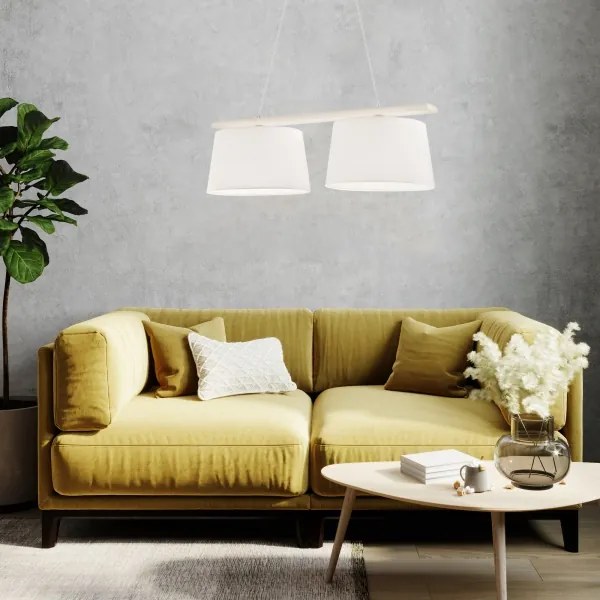 Lampadario sospeso con cavo AIDA 2xE27/60W/230V diam. 35 cm rovere/bianco