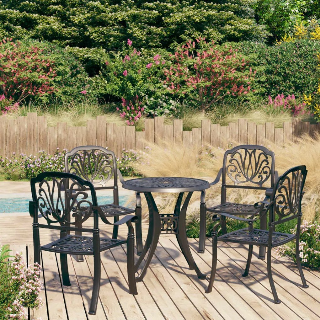 Set Da Bistrot 5 Pz İn Alluminio Pressofuso Nero /