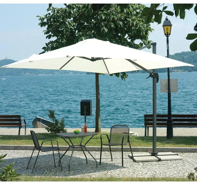 Ombrellone a palo laterale grigio scuro L 300 x 300 cm con telo ecru