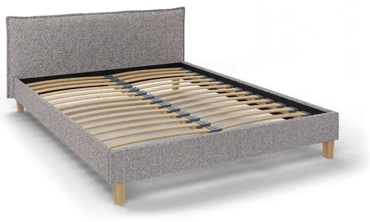 Letto matrimoniale imbottito grigio con griglia 180x200 cm Tina - Ropez