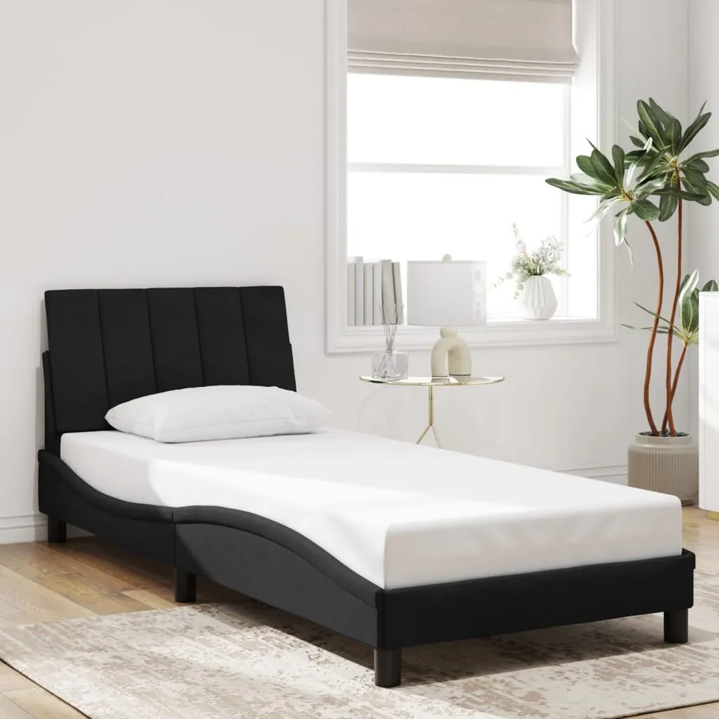 Giroletto Con Testiera Nero 90x200 Cm İn Velluto /