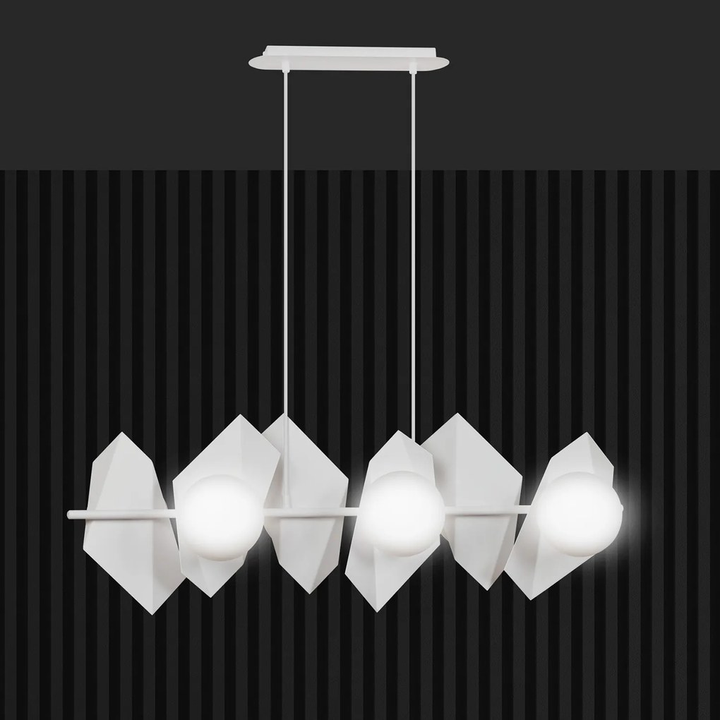 Lampadario Minimal Parvati Acciaio Bianco 6 Luci E14 Ip20