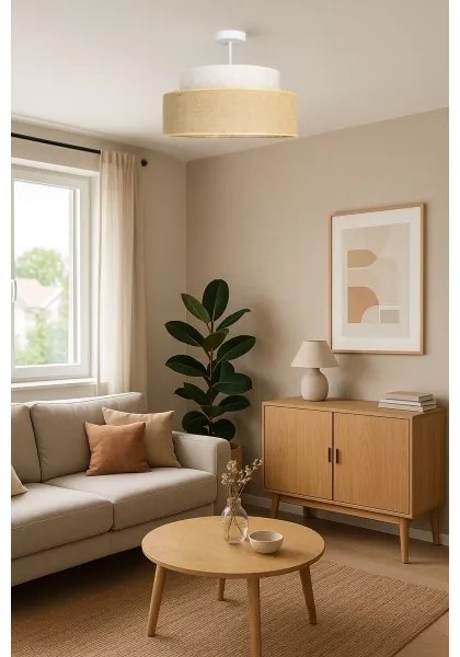 Lampadario a plafone BOHO 1xE27/60W/230V diametro 40 cm color crema/beige