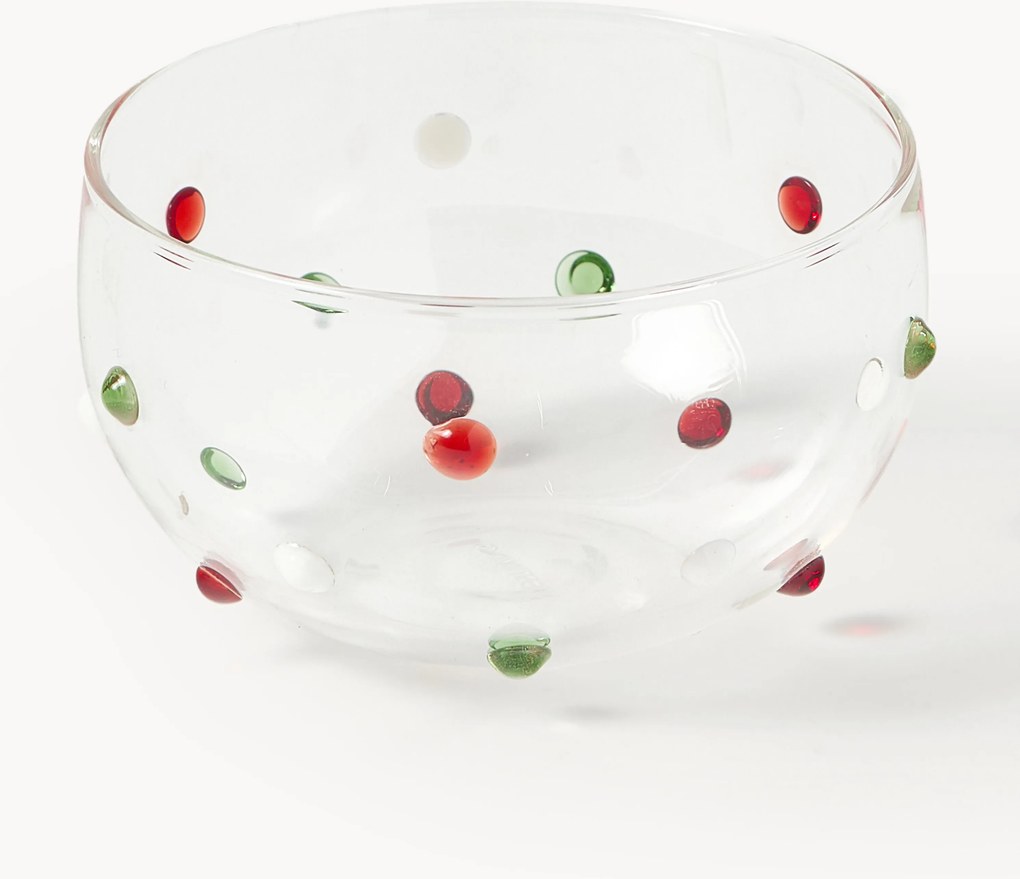 Set di 4 ciotole natalizie in vetro soffiato borosilicato Perli