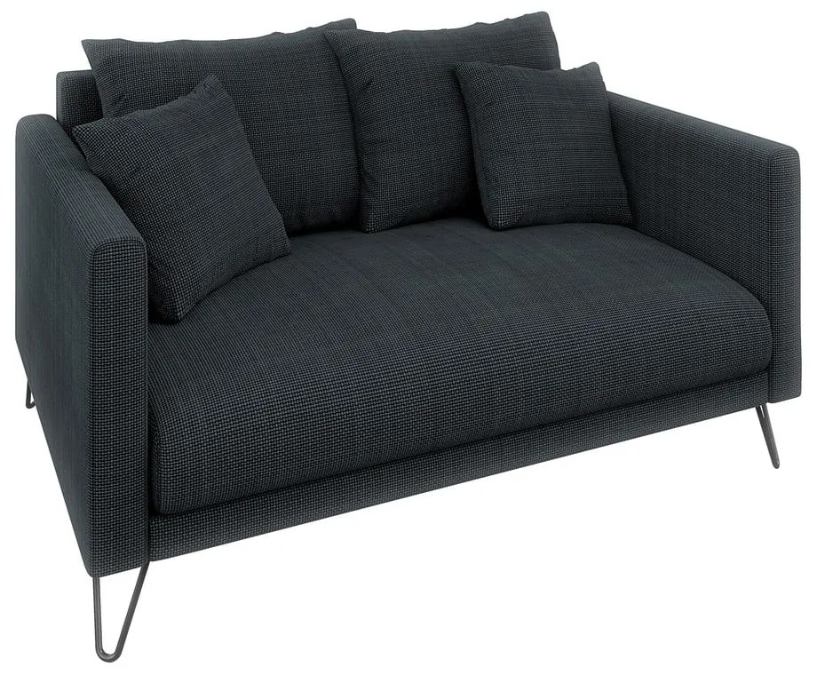 Divano grigio scuro con rivestimento in ciniglia 140 cm Freya – Ropez