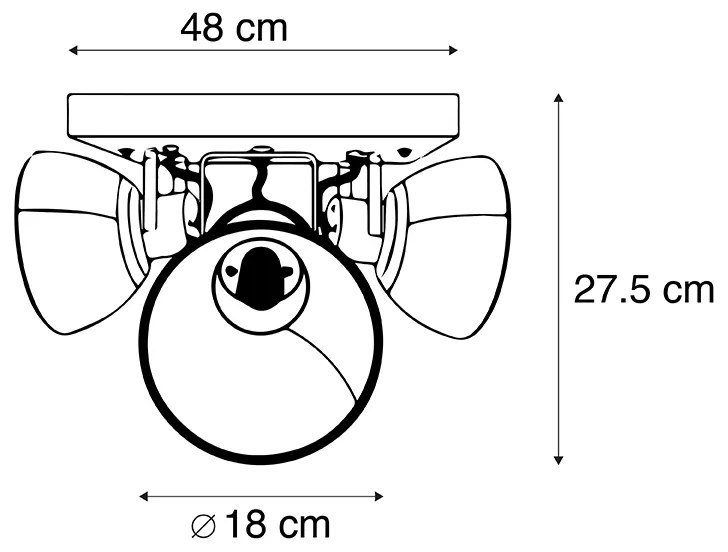 Faretto industriale grigio scuro con legno di mango 3 luci - Mangoes