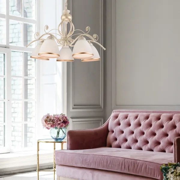 Lampadario a catena RETRO II 5xE27/60W/230V bianco patinato