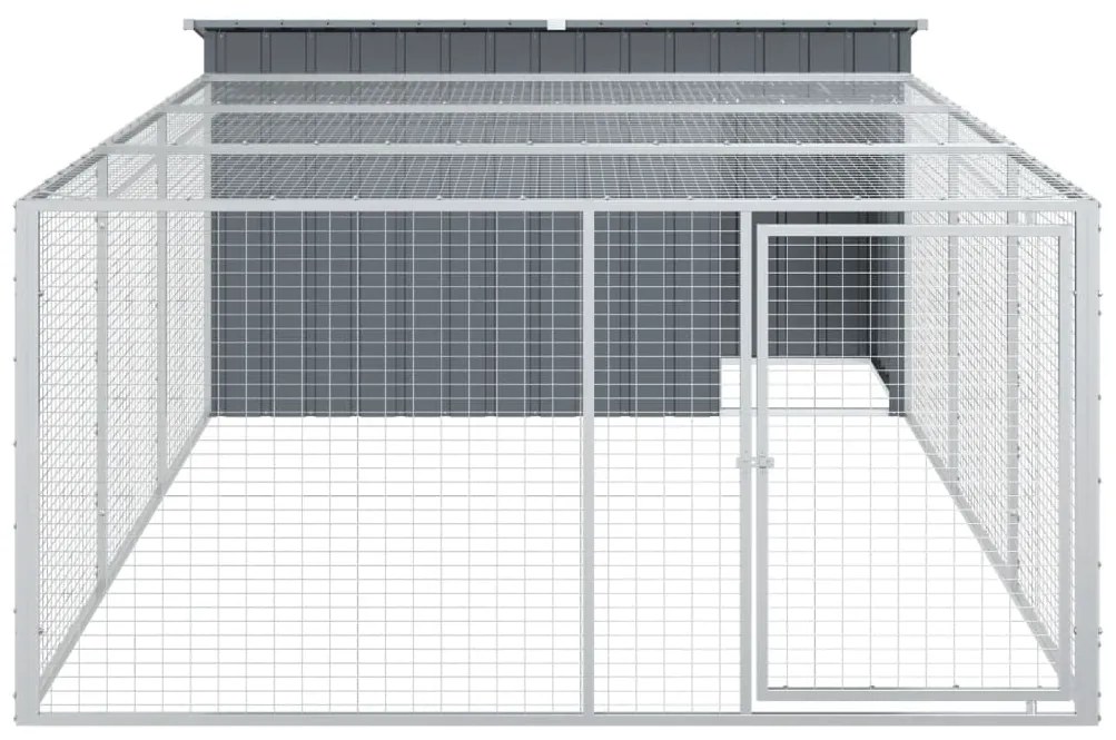 Casetta cani con corsa antracite 197x396x110 cm acciaio zincato