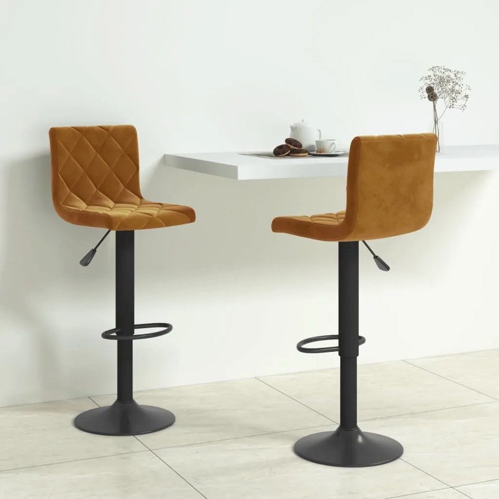 Sgabelli Da Bar 2 Pz Marroni İn Velluto /