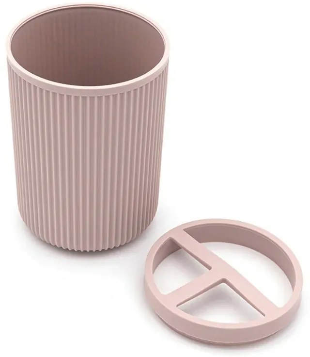 Porta spazzolini da appoggio rosa in plastica Ring