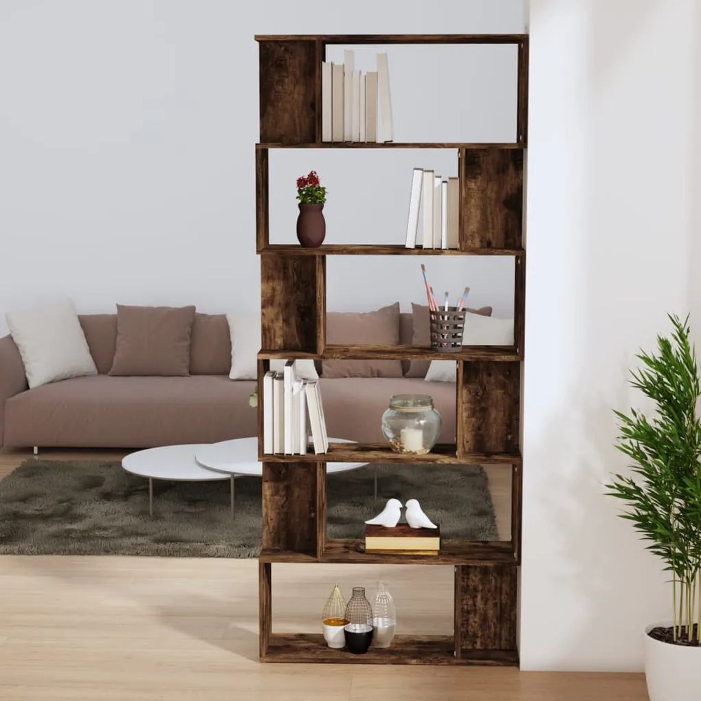 Libreria/divisorio rovere fumo 80x24x192cm in legno multistrato