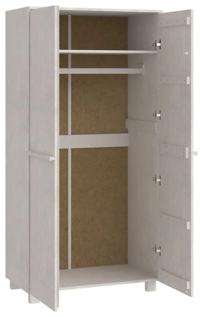 Armadio hamar bianco 89x50x180 cm in legno massello di pino
