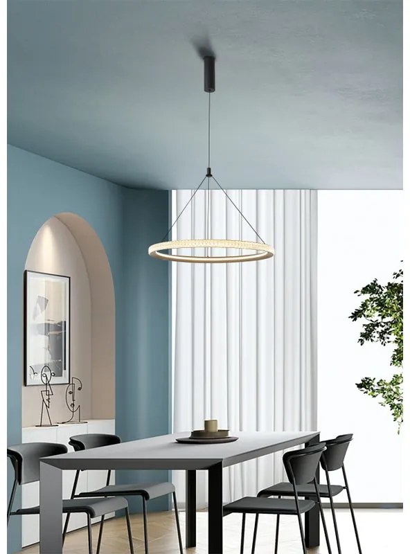 Lampadario LED neoclassico Diamond nero Ø60cm 2200 lumen, NOVECENTO