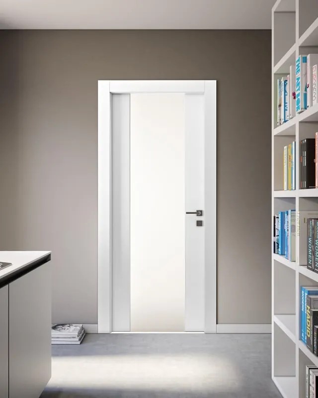 Porta battente Vetro bianco L 80 x H 210 cm reversibile