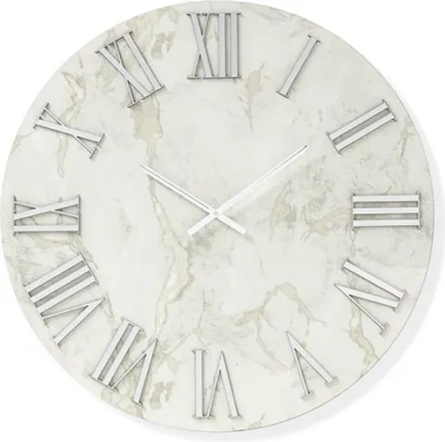 Orologio HAROLD rotondo D60 cm in legno rivestito con parato Argento