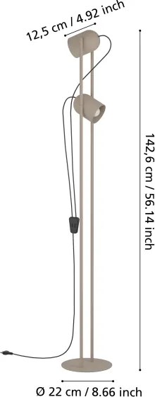 Eglo 44166 - Lampada da terra TILSTON 2xE14/8W/230V beige