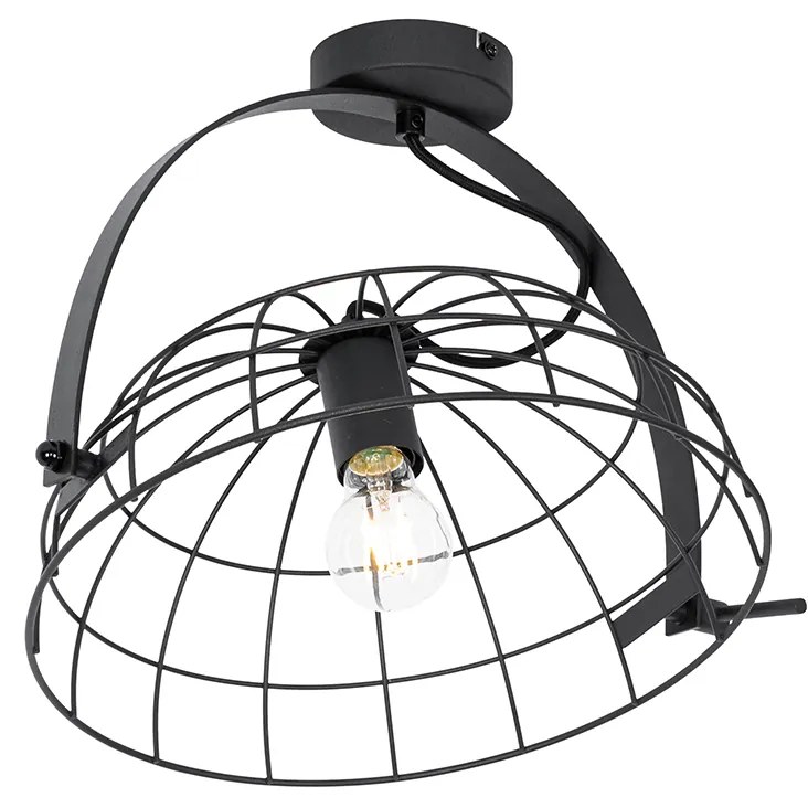 Plafoniera industriale nera 35 cm regolabile - Hanze