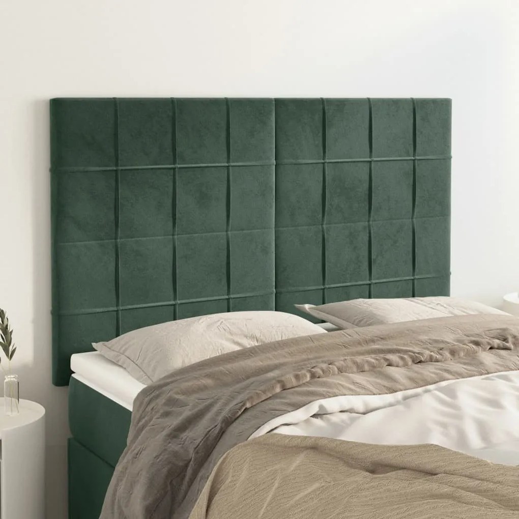 Testiere 4 Pz Verde Scuro 72x5x78/88 Cm İn Velluto /