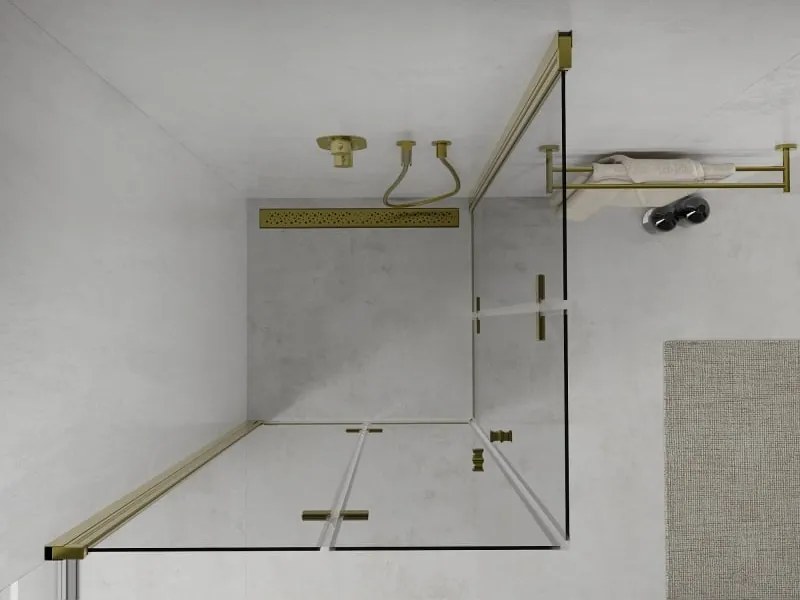 Mexen Lima Duo cabina doccia pieghevole 90 x 90 cm, trasparente, oro - 856-090-090-50-00-02