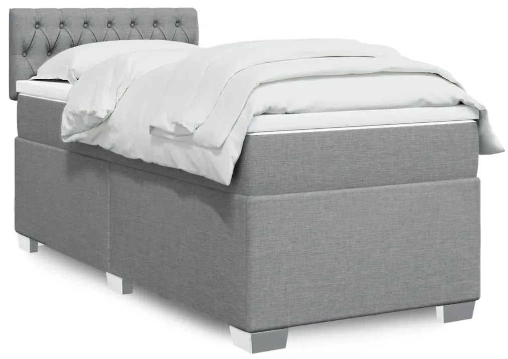 Giroletto A Molle Con Materasso Grigio Chiaro 90x190 Cm Tessuto /