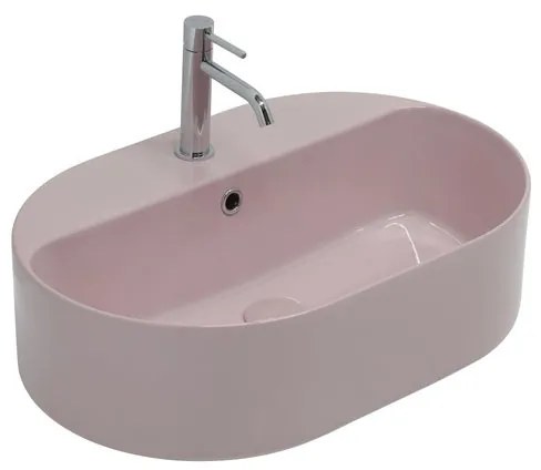 Lavabo da appoggio Open OLYMPIA CERAMICA ovale in ceramica L 60 x H 17 x P 40 cm rosa lucido