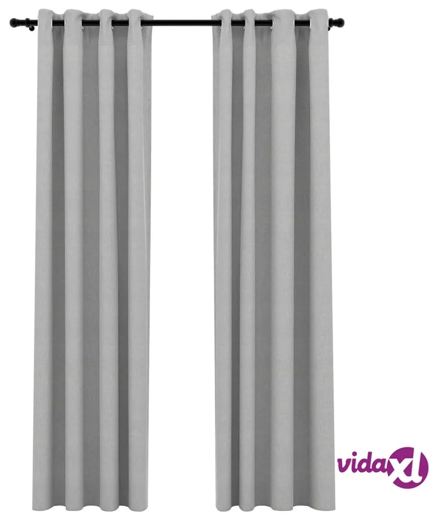 vidaXL Tende Oscuranti Effetto Lino con Occhielli 2pz 140x225cm Grigio