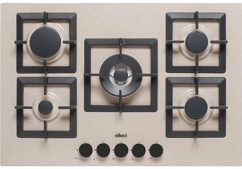 Piano cottura 5 fuochi ELLECI avana, nere griglie in ghisa