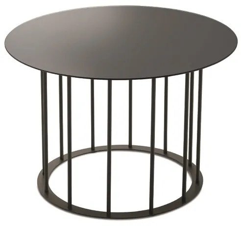 Tavolino tondo D60 cm con base in metallo Nero e piano in vetro Fumč MUTE