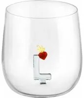 Bicchiere lettera L cuore in vetro borosilicato design Benny Setti