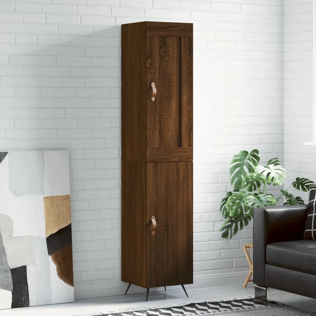 Credenza Rovere Marrone 34,5x34x180 Cm İn Legno Multistrato /