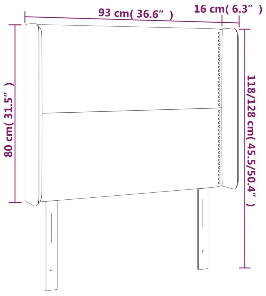 Testiera ad Orecchio Grigio Chiaro 93x16x118/128 cm in Tessuto