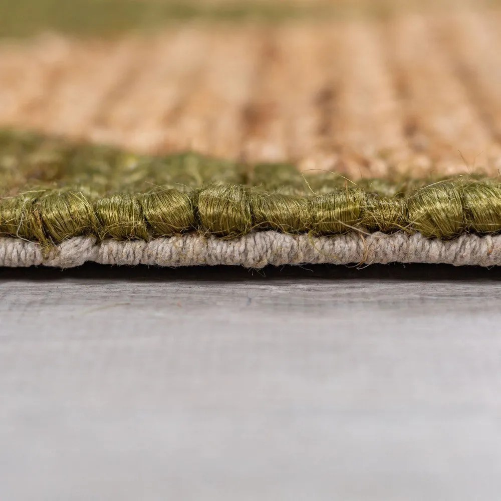 Passatoia verde/di colore naturale in misto iuta tessuta a mano 80x230 cm Effie Diamond – Flair Rugs