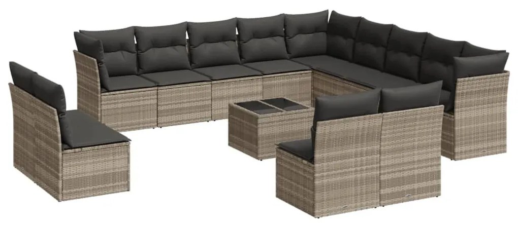 Set divani da giardino 14pz con cuscini in polyrattan