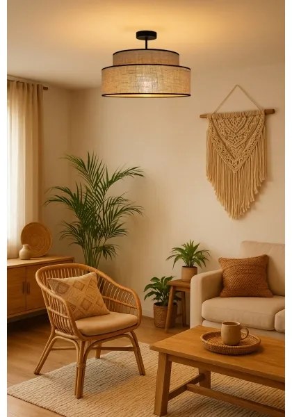 Lampadario a plafone BOHO 1xE27/60W/230V diametro 40 cm beige